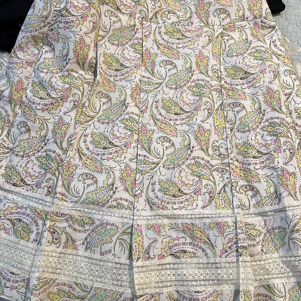 Oscar de la Renta Pastel Paisley Midi Skirt